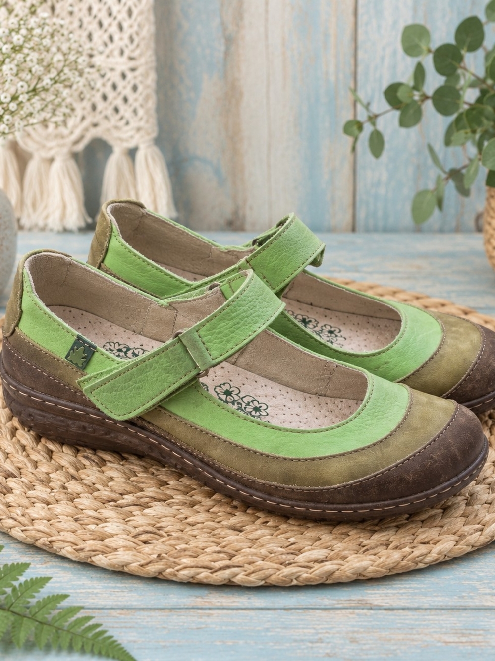 El Naturalista Green Leather Mary Jane Comfort Shoes EU 39 US 8.5